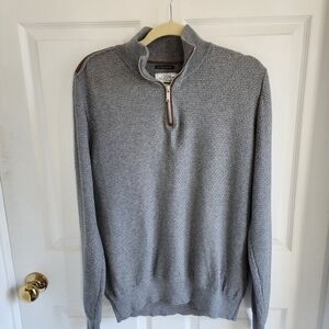 Alcott Gray Half Zip Sweater Cotton/cashmere Blend